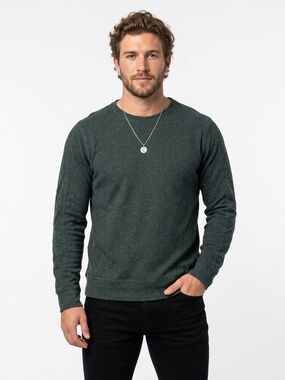 Club Monaco Dark Green Heather Cotton Sweater - Men Large - Excellent Condition
